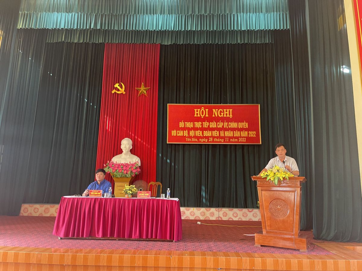 Đối thoại giữa người đứng đầu cấp uỷ, chính quyền xã Yên Hòa với đoàn viên, hội viên và nhân dân.