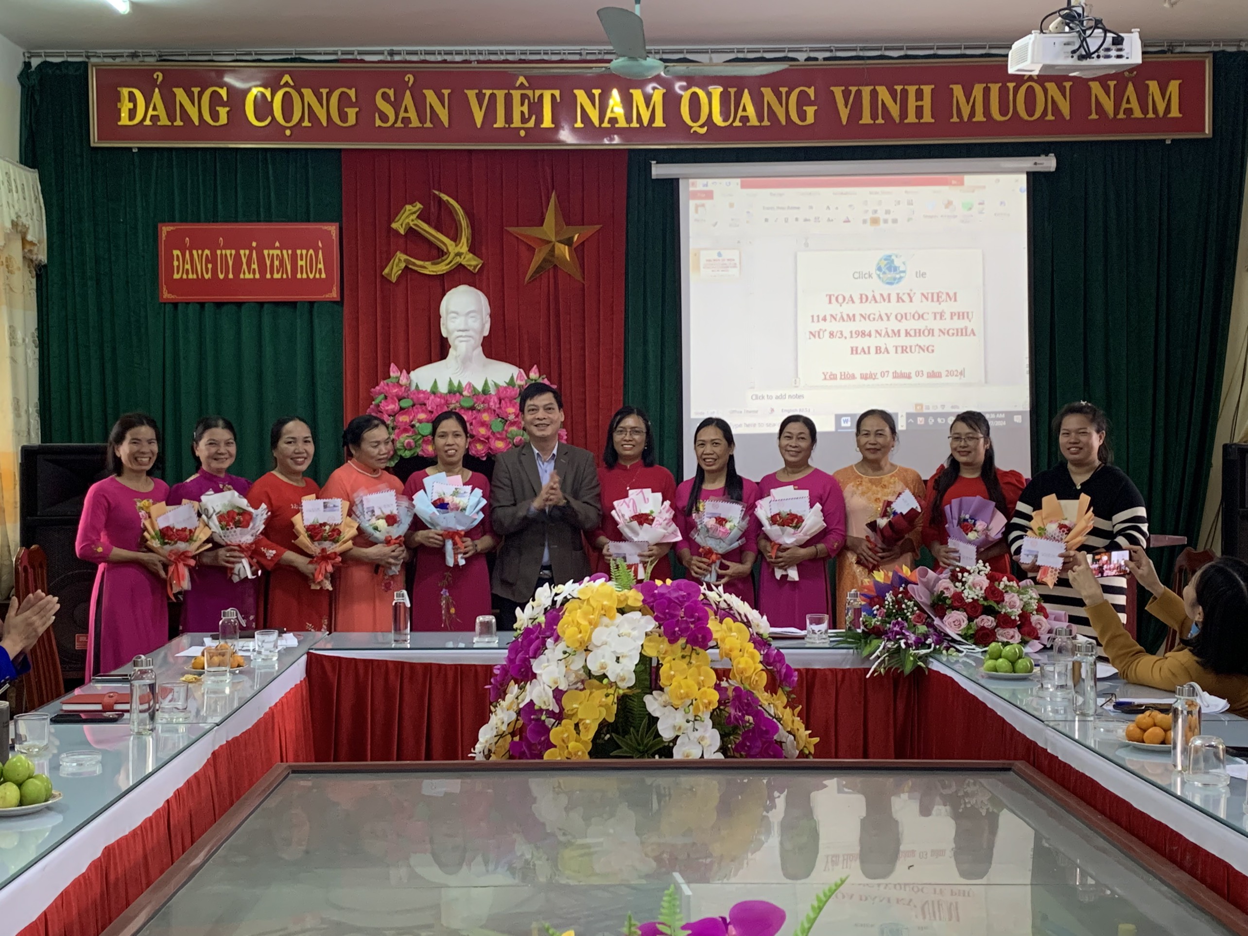 Hội Liên hiệp phụ nữ xã Yên Hòa tổ chức kỷ niệm 114  năm ngày Quốc tế phụ nữ mùng 8 tháng 3 và 1984 năm Khởi nghĩa Hai Bà Trưng.